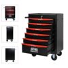 Rolling Metal Tool Chest With 6 Drawers, 20" Steel Storage Cabinet With Ball Bearing Slides - Black / Red - Image 7