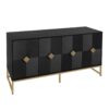 Carved 4 Door Sideboard, Sideboard Buffet Cabinet With Storage, Modern Coffee Bar Cabinet With Adjustable Shelf For Living Room, Dining Room, Kitchen - Black - Image 7