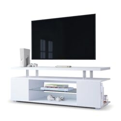 TV Stand For 60" TV LED Gaming Entertainment Center Media Storage Console Table With Large Side Cabinet For Living Room - White
