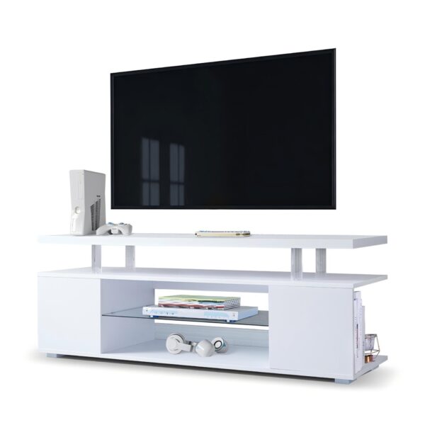 TV Stand For 60" TV LED Gaming Entertainment Center Media Storage Console Table With Large Side Cabinet For Living Room - White