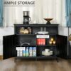 Homcom - Sideboard Buffet Cabinet, Kitchen Cabinet, Coffee Bar Cabinet With 2 Doors And Adjustable Shelves For Entryway Living Room - Black - Image 4