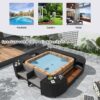 Spa Surround Spa Frame Quadrilateral Outdoor Rattan Sectional Sofa Set With Mini Sofa, Wooden Seats And Storage Spaces - Gray - Image 7