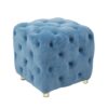 Modern Velvet Upholstered Ottoman, Exquisite Small End Table, Soft Foot Stool, Dressing Makeup Chair, Comfortable Seat For Living Room, Bedroom, Entrance - Blue - Image 10