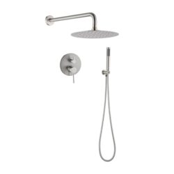 Elegant 10" Round Rain Shower Head And Handheld Set With Adjustable Tilt And Dual Modes - Brushed Nickel Silver