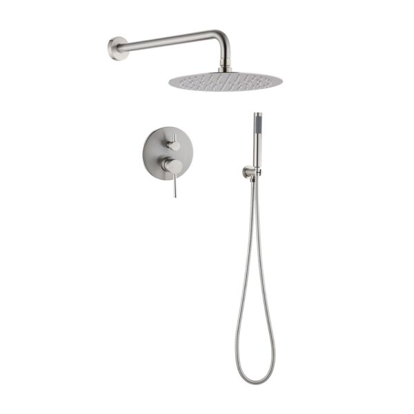 Elegant 10" Round Rain Shower Head And Handheld Set With Adjustable Tilt And Dual Modes - Brushed Nickel Silver