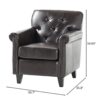 Upholstered Club Chair With Button Tufted Back Rest - Brown - Image 3