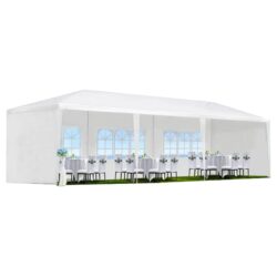 10X30' Wedding Party Canopy Tent Outdoor Gazebo With 5 Removable Sidewalls - White