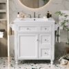 Bathroom Vanity With Top Sink, Modern Bathroom Storage Cabinet & 2 Drawers And A Tip-Out Drawer, Single Sink Bathroom Vanity - White - Image 3