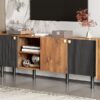 Mid Century TV Stand & 3 Cabinets, Media Console Table For Tvs Up To 70'', Entertainment Center With Storage For Living Room - Black / Brown - Image 27