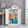 Metal Storage Cabinet With Locking Doors And Adjustable Shelf, Folding Filing Storage Cabinet, Folding Storage Locker Cabinet For Home Office, School, Garage - White - Image 4