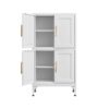 Metal Kitchen Storage Cabinet, Kitchen Pantry Storage Cabinet With Doors And Shelves, Storage Cabinet With Adjustable Leveling Foot For Kitchen, Living Room And Dining Room - White - Image 7
