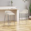 Celest - Upholstered Counter Stool With Low Back And Tapered Legs - Beige / Chrome - Image 2