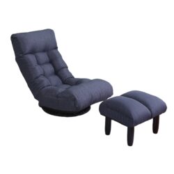 Adjustable Japanese Reclining Floor Chair Sofa With Metal Frame For Living Room & Balcony - Navy