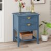 2 Drawer Side Table, American Style, End Table, Suitable For Bedroom - Blue - Image 5