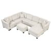 4 Pieces Sectional Sofa With Ottoman With Right Side Chaise - White - Image 5
