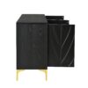 Modern Sideboard Buffet Cabinet With Handleless Press To Open Design, Carved Credenza Storage Cabinet With 4 Doors Construction - Black - Image 10