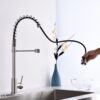 Modern Single Handle Spring High Arc Kitchen Faucet With Water Filter System, Stainless Steel - Brushed Nickel - Image 6