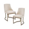 Contemporary Modern Accent Dining Chairs With Antique Gold Metal Frame (Set of 2) - Cream - Image 7