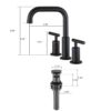Widespread Bathroom Sink Faucet With Pop Up Drain And Brass Construction - Matte Black - Image 3
