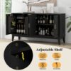 4 Door Sideboard Storage Cabinet With Door Shelf For Living Room And Dining Room, 2 Large Cabinets With Adjustable Shelf - Black - Image 8