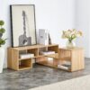 2 Piece Cube TV Stand And L Shaped Entertainment Center With Open Storage And 2 Shelves - Burly Wood - Image 5