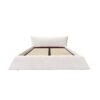 King Size Upholstered Platform Bed With Special Shaped Velvet Headboard, Metal & Solid Wood Frame - Cream - Image 10