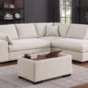 Joshua - Woven Fabric Sectional Sofa With Right Facing Chaise and Console Ottoman - Beige - Image 7