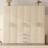 6 Doors Wardrobe Storage For Bedroom, With Big Drawers - Brown - Image 14