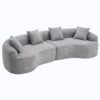 4 Seater Sofa With Chenille Fabric, 30D, 60 Hardness Full Sponge, 4 Pillow For Living Room, Home Furniture Sleeper Sectional Sofa For Apartment - Gray - Image 8