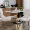 Nikki - Modern, High-End Tufted Solid Wood Contemporary Velvet Upholstered Dining Chair With Chrome Stainless Steel Plating Legs, Nailhead Trim (Set of 2) - Beige - Image 17