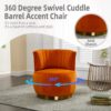 360 Degree Swivel Cuddle Barrel Accent Sofa Chair, Fluffy Round Armchair - Orange - Image 5