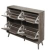 4 Door Shoe Rack, Freestanding Modern Shoe Storage Cabinet, For Entryway - Dark Gray - Image 14