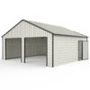 Double Garage Metal Shed With Side Entry Door, Can Storage Power Tools, Motorized Machinery, Farm Equipment, Pick Up Truck - Cream - Image 2