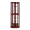 6 Shelf Corner Curio Display Cabinet With Lights, Mirrors And Adjustable Shelves (E26 Light Bulb Not Included) - Cherry - Image 8