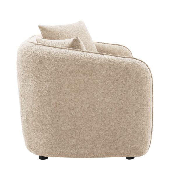 Keith - Chenille Loveseat With 2 Matching Color Toss Pillows - Beige