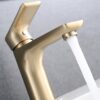Modern Single Handle Lavatory Basin Sink Faucet With Aerated Stream - Brushed Gold - Image 6
