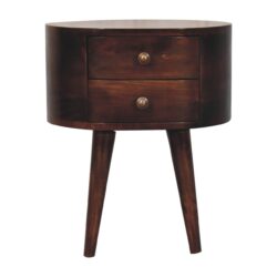 Rounded Bedside Table - Walnut