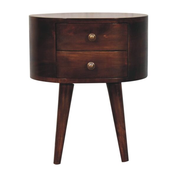 Rounded Bedside Table - Walnut