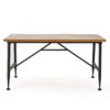 Rectangle Outdoor Coffee Table With Angled Tubular Legs And Wood Top - Black - Image 4