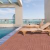 Plastic Interlocking Deck Tiles, Patio Flooring Outdoor Waterproof All Weather Use For Garden Poolside Front / Back Yard (Set of 44) - Mahogany - Image 5