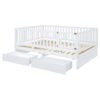 Full Size Daybed With Fence Guardrails And 2 Drawers, Convertible Floor Bed & Daybed - White - Image 8