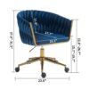 Woven Office Chair, Vanity Chairs With Wheels, Height Adjustable, 360 Degree Swivel For Bedroom, Living Room - Blue - Image 6