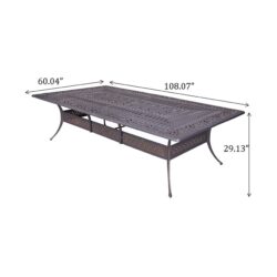 Rectangular 12 Person 108.07" Long Dining Set With Cushions With Swivel And Rocking Chairs - Dark Gray / White