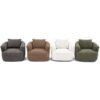 360° Swivel Barrel Sofa Chair With Throw Pillow, Chenille Upholstered Accent Chair - Beige - Image 4