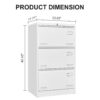 Filing Cabinet Lateral File Cabinet With Lock, 3 Drawer - White - Image 19
