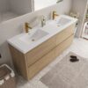 Bathin Freestanding Bathroom Vanity With Double Sinks, Bathroom Storage Vanity Cabinet With Stone Resin Countertop And Soft Close Drawers - Natural Oak - Image 8