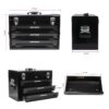20'' Portable 3 Drawer Steel Toolbox, 4 Layers Of Tools With Metal Latches, With Top Storage Tray And Carrying Handle, Multi Function Tool Storage For Garage, Home, Or Workbench - Black - Image 7
