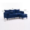 Convertible Combination Sofa, Sofa L Shaped, Sofa With Footstools With Storage Sofa For Living Room, Living Room 3 Seater Combination Sofa - Blue - Image 3