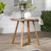 Contemporary Solid Wood Slat Top Round Patio Dining Table - Black Wash - Image 4