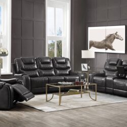 Braylon - Magnetite Synthetic Leather Manual Recliner Sofa - Brown